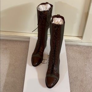 New Etienne Aigner Lace-Up Leather Boots NWB